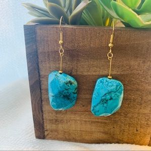 Handmade Turquoise Stone Drop Earrings